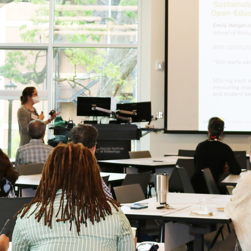 Photo of a class in the Kendeda building.